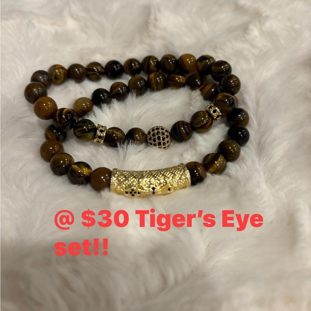 Tiger eye bracelet set